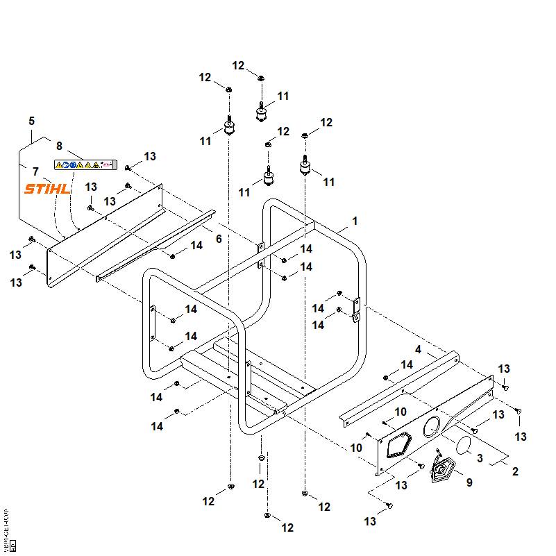 STIHL VB039518200 platkopbout positie 13 technische tekening