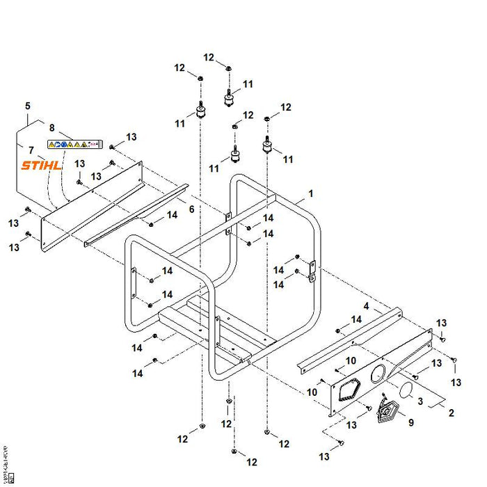 STIHL VB039677500 waarschuwingsinstructie positie 8 technische tekening