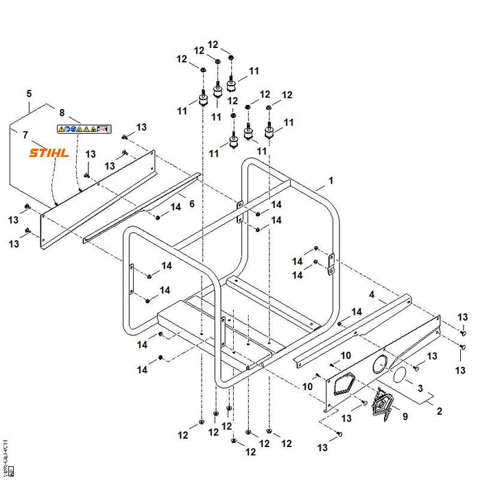 STIHL VB059671500 typeplaatje WP 900 positie 3 technische tekening