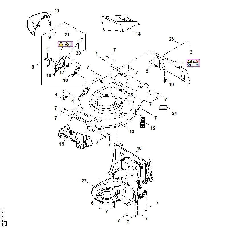 STIHL WA217060700 Afdekkap positie 22 technische tekening