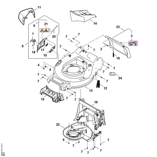 STIHL WA217060700 Afdekkap positie 22 technische tekening