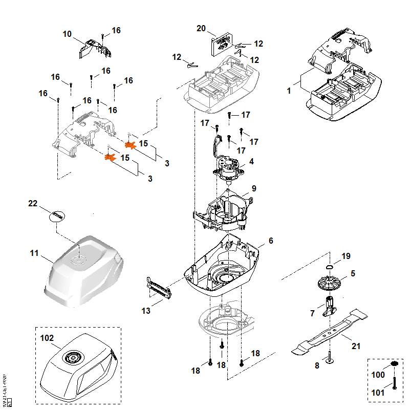 STIHL WA214301400 Elektronisch moduul positie 20 technische tekening