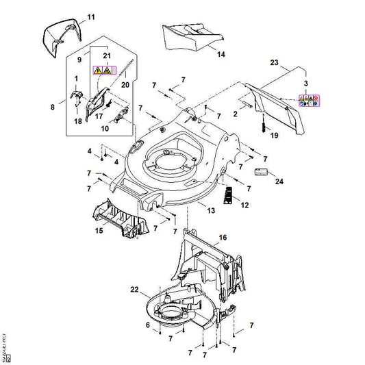 STIHL WA227060700 Afdekkap positie 22 technische tekening