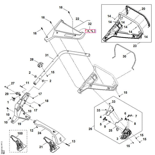 STIHL WA227640100 Handgreepstuk positie 24 technische tekening