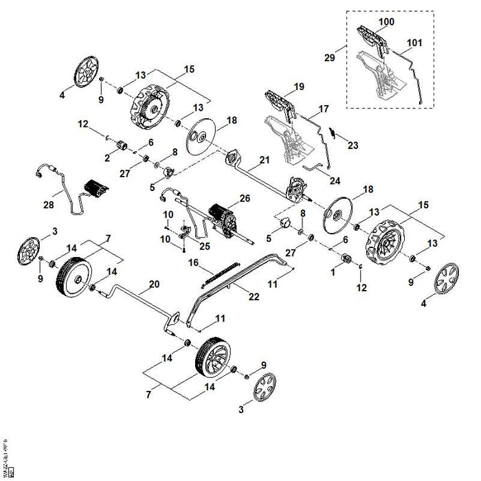 STIHL WA217043600 Afdekkap positie 18 technische tekening