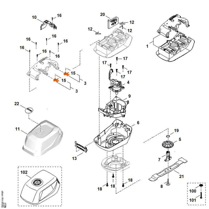 STIHL WA314309800 Blokkeerhendel positie 3 technische tekening
