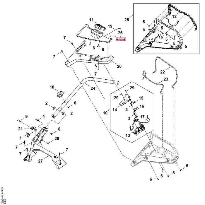 STIHL WA414403001 Kabelboom positie 17 technische tekening