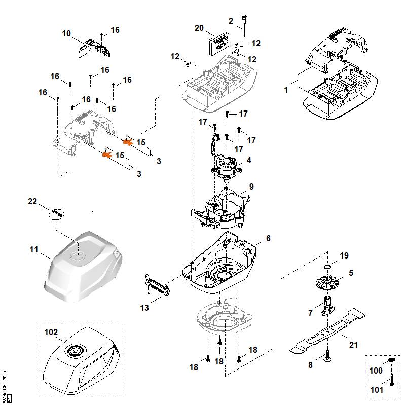STIHL WA404301400 Elektronisch moduul positie 20 technische tekening