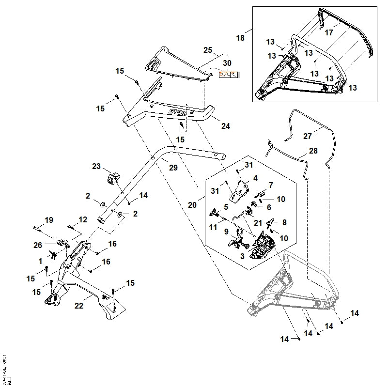 STIHL WA417640210 Schakelhefboom positie 27 technische tekening