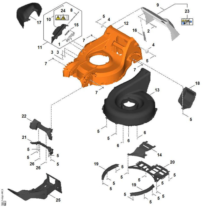 STIHL WA707607300 Stoterstang positie 21 technische tekening