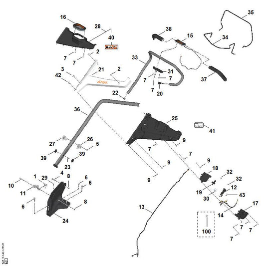 STIHL 9037-319-1901 cilinderbout  M8x40 positie 4 technische tekening