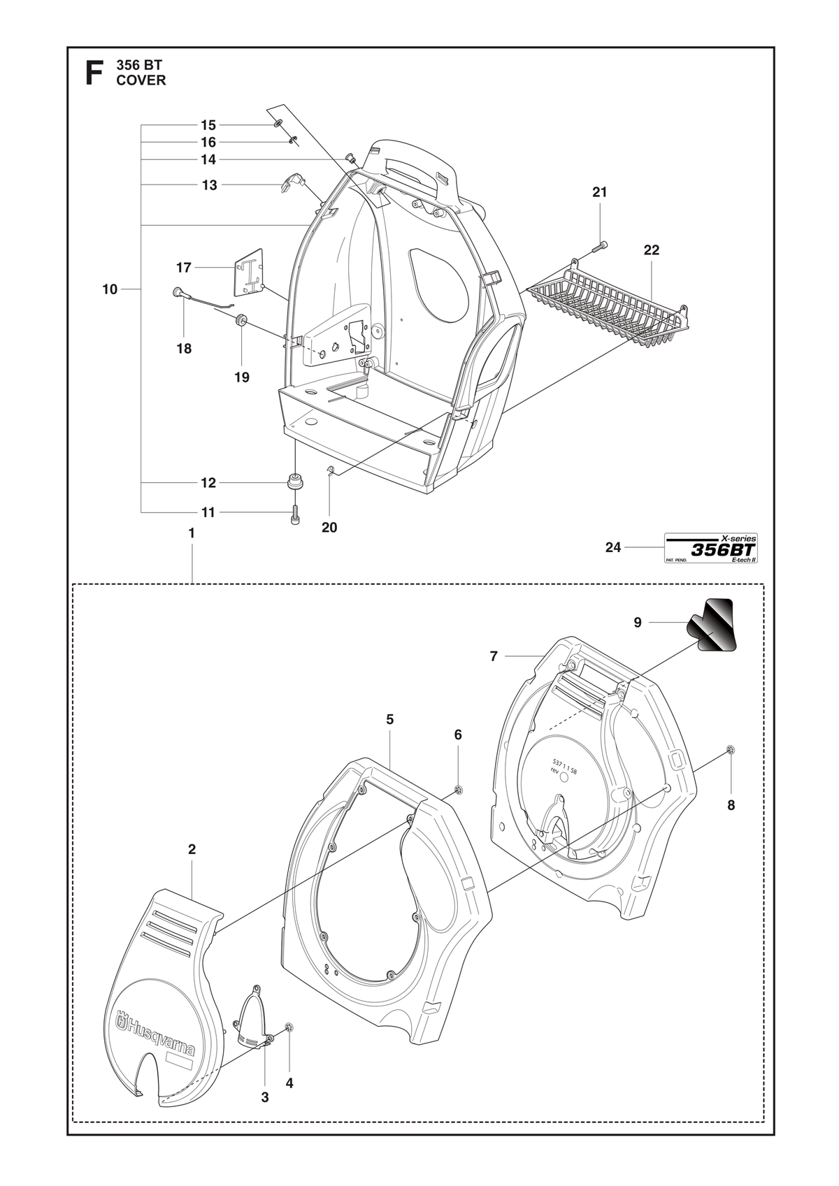 Husqvarna 537057701 onderdelentekening - positie 1
