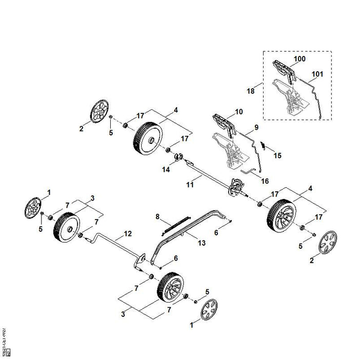 STIHL WA217036710 Hefboom positie 9 technische tekening