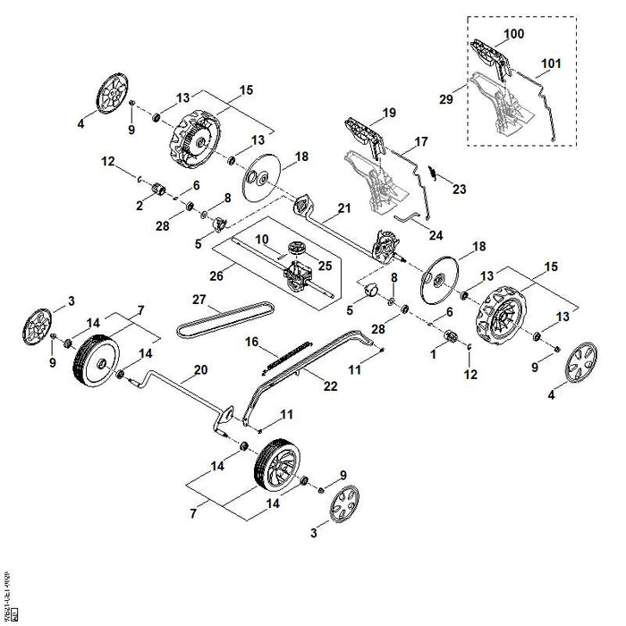 STIHL WB217041000 V-snaarpoelie positie 25 technische tekening