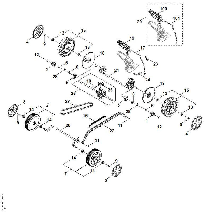 STIHL WB427042100 V-snaar positie 27 technische tekening