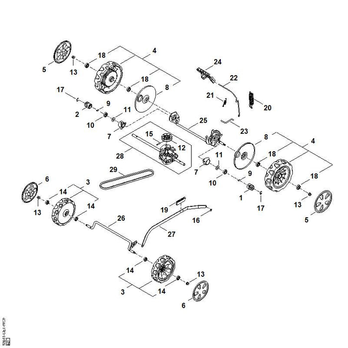 STIHL WA417636005 Arrêteerhendel positie 23 technische tekening