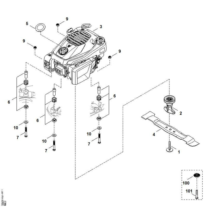 STIHL WB429670100 Typeplaatje positie 5 technische tekening