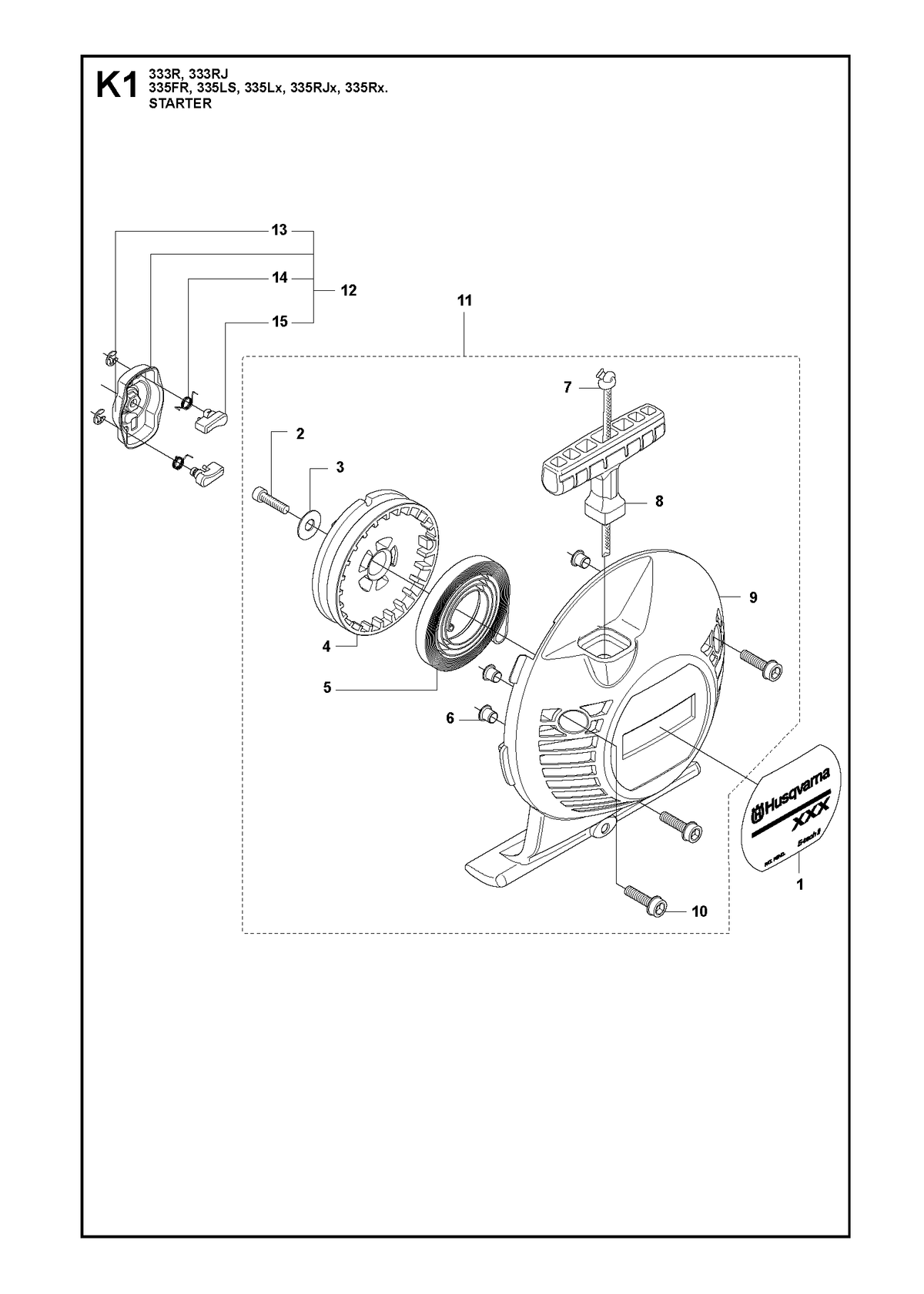 Husqvarna 537322406 onderdelentekening - positie 1