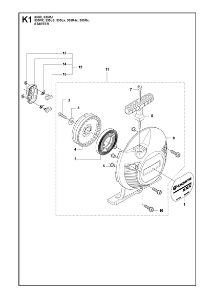 Husqvarna 537322406 onderdelentekening - positie 1